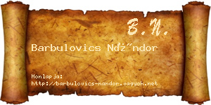 Barbulovics Nándor névjegykártya